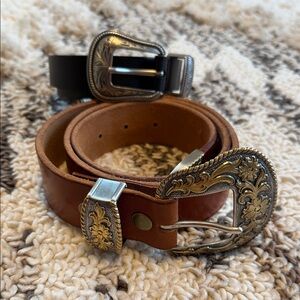 SET OF 2 Western Belts - 1 Black & 1 Brown!
